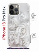 Чехол-накладка iPhone 13 Pro Max Kruche Magrope Print White roses