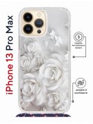 Чехол-накладка iPhone 13 Pro Max Kruche Magrope Print White roses