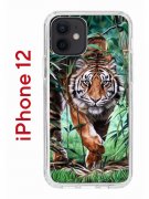 Чехол-накладка iPhone 12/12 Pro Kruche Print Крадущийся тигр