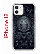 Чехол-накладка iPhone 12/12 Pro Kruche Print Череп техно