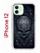 Чехол-накладка iPhone 12/12 Pro Kruche Print Череп техно