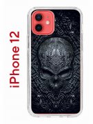 Чехол-накладка iPhone 12/12 Pro Kruche Print Череп техно