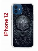 Чехол-накладка iPhone 12/12 Pro Kruche Print Череп техно