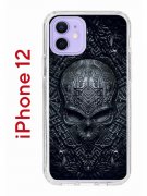 Чехол-накладка iPhone 12/12 Pro Kruche Print Череп техно