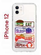 Чехол-накладка iPhone 12/12 Pro Kruche Print Repeat