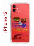 Чехол-накладка iPhone 12/12 Pro Kruche Print Repeat