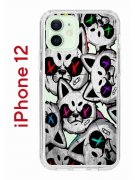 Чехол-накладка iPhone 12/12 Pro Kruche Print Angry Cats