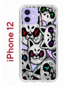 Чехол-накладка iPhone 12/12 Pro Kruche Print Angry Cats