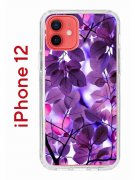 Чехол-накладка iPhone 12/12 Pro Kruche Print  Purple leaves