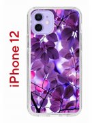 Чехол-накладка iPhone 12/12 Pro Kruche Print  Purple leaves