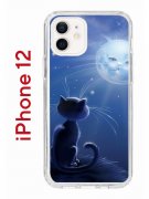 Чехол-накладка iPhone 12 Kruche Print Лунный кот