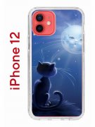 Чехол-накладка iPhone 12 Kruche Print Лунный кот