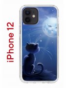 Чехол-накладка iPhone 12 Kruche Print Лунный кот