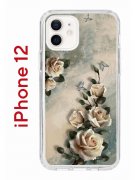 Чехол-накладка iPhone 12/12 Pro Kruche Print Белая роза