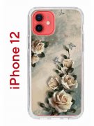 Чехол-накладка iPhone 12/12 Pro Kruche Print Белая роза