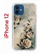 Чехол-накладка iPhone 12/12 Pro Kruche Print Белая роза