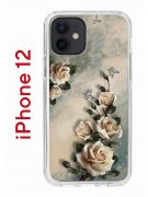Чехол-накладка iPhone 12/12 Pro Kruche Print Белая роза