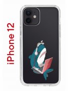 Чехол-накладка iPhone 12/12 Pro Kruche Print Акула