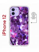 Чехол-накладка Apple iPhone 12  (598886) Kruche PRINT Purple leaves