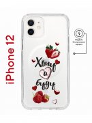 Чехол-накладка iPhone 12/12 Pro Kruche Magnet Print Ягодный микс