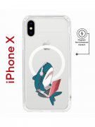 Чехол-накладка iPhone X/XS Kruche Magnet Print Акула