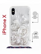 Чехол-накладка iPhone X Kruche Magrope Print White roses