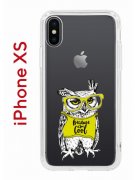Чехол-накладка iPhone X/XS Kruche Print Сова в очках