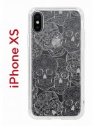 Чехол-накладка iPhone X/XS Kruche Print Skull White