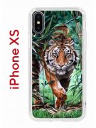 Чехол-накладка iPhone X/XS Kruche Print Крадущийся тигр