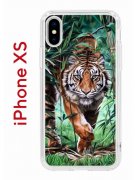 Чехол-накладка iPhone X/XS Kruche Print Крадущийся тигр