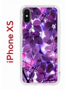 Чехол-накладка iPhone X/XS Kruche Print Purple leaves