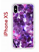 Чехол-накладка iPhone X/XS Kruche Print Purple leaves