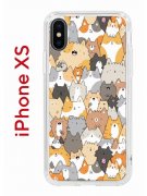 Чехол-накладка iPhone X/XS Kruche Print Котики