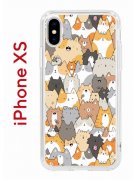 Чехол-накладка iPhone X/XS Kruche Print Котики