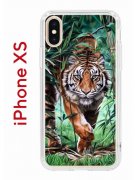 Чехол-накладка iPhone X/XS Kruche Print Крадущийся тигр