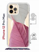 Чехол-накладка iPhone 12 Pro Max Kruche Magrope Print Pink and white