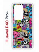 Чехол-накладка Huawei P40 Pro+ Kruche Print Monsters music
