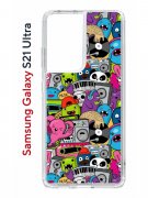 Чехол-накладка Samsung Galaxy S21 Ultra (594675) Kruche PRINT Monsters music
