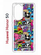 Чехол-накладка Huawei Honor 50 (610635) Kruche PRINT Monsters music