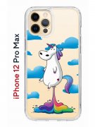 Чехол-накладка iPhone 12 Pro Max Kruche Print Flying Unicorn