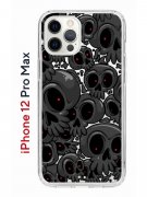 Чехол-накладка iPhone 12 Pro Max Kruche Print Skull gray