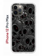 Чехол-накладка iPhone 12 Pro Max Kruche Print Skull gray