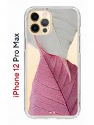 Чехол-накладка iPhone 12 Pro Max Kruche Print Pink and white