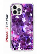 Чехол-накладка iPhone 12 Pro Max Kruche Print Purple leaves
