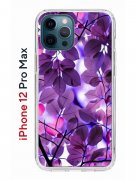 Чехол-накладка iPhone 12 Pro Max Kruche Print Purple leaves
