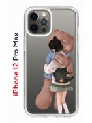 Чехол-накладка iPhone 12 Pro Max Kruche Print Девочка с мишкой
