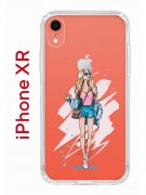 Чехол-накладка iPhone XR Kruche Print Fashion Girl
