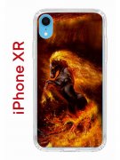 Чехол-накладка iPhone XR Kruche Print Конь огонь