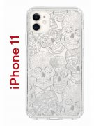 Чехол-накладка iPhone 11 Kruche Print Skull White