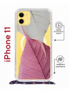 Чехол-накладка iPhone 11 Kruche Magrope Print Pink and white